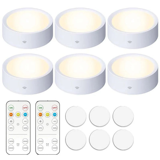 Smart Remote Control Cabinet Light Battery Powered Night Light Dimmable Warm/White Light Kitchen Light Closet Aisle Stairs Light