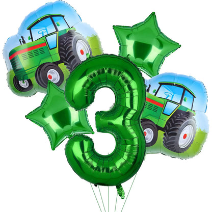 Green Farm Tractor Tableware Napkins Tablecloth Farm Tractor Theme Birthday Decor Birthday Banner Balloon Caketopper