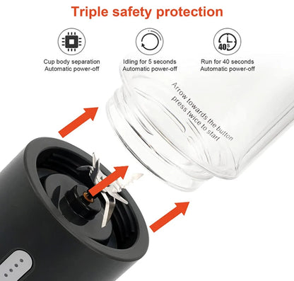 530ML Powerful Portable Blender for Smoothies Shakes USB Rechargeable Food Processor Fruit Mixer Machine Mini Juicer Blender Cup