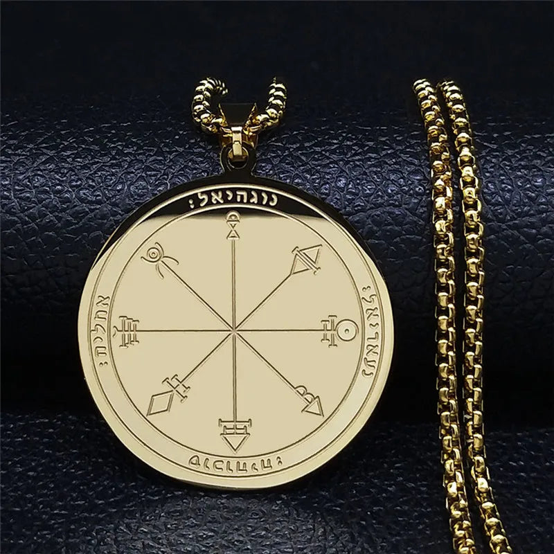 Talisman Protection Luck King Solomon Seal Necklace Stainless Steel Wealth Fortune Wheel Women Men Chain Jewelry salomon N3674