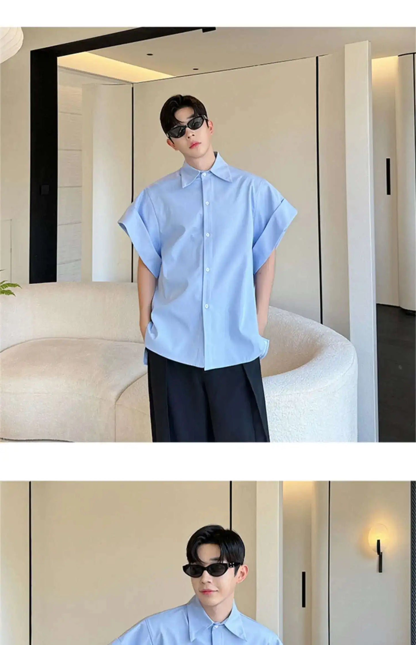 LUZHEN Niche Design Stylish Short Sleeve Shirts Original Fashion Elegant Handsome Korean Clothing Men Casual Blouses Tops LZ4028