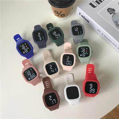 Sports Electronic Watch for Kids Children LED Digital Watch Big Dial Silicone Football Sports Watch Boys Girls Student Clock