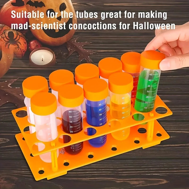 Sports skill development tool kit, including extra large test tubes, colored silicone droppers, durable orange storage boxes and