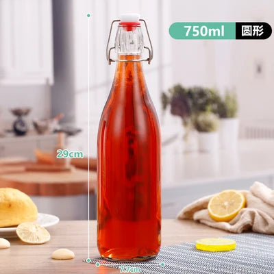 Enzyme Bottle,Bartender Tool,Fresh Lemon Lime Kitchen Oil Bottle,Jars With Lid Seal Buckle Plastic Storage Container Glass