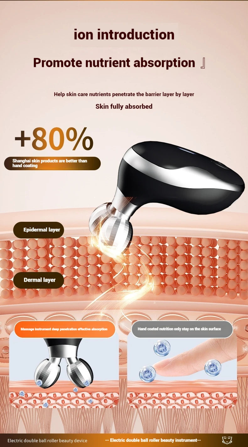 Electric Facial Roller Massager - EMS Microcurrent V-Shape Lifting Device for Face Contouring, Anti-Aging Skin Care & Hydration