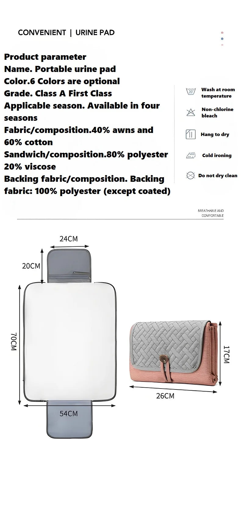 Portable Diaper Pads | Lightweight Waterproof Ramie Pads for Baby Travel & Home Use