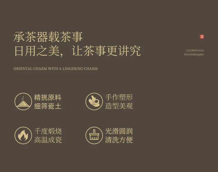 Beige Ru Ware Travel Tea Set Portable Outdoor One Pot Two Cups Porcelain Brewing Equipment Suit