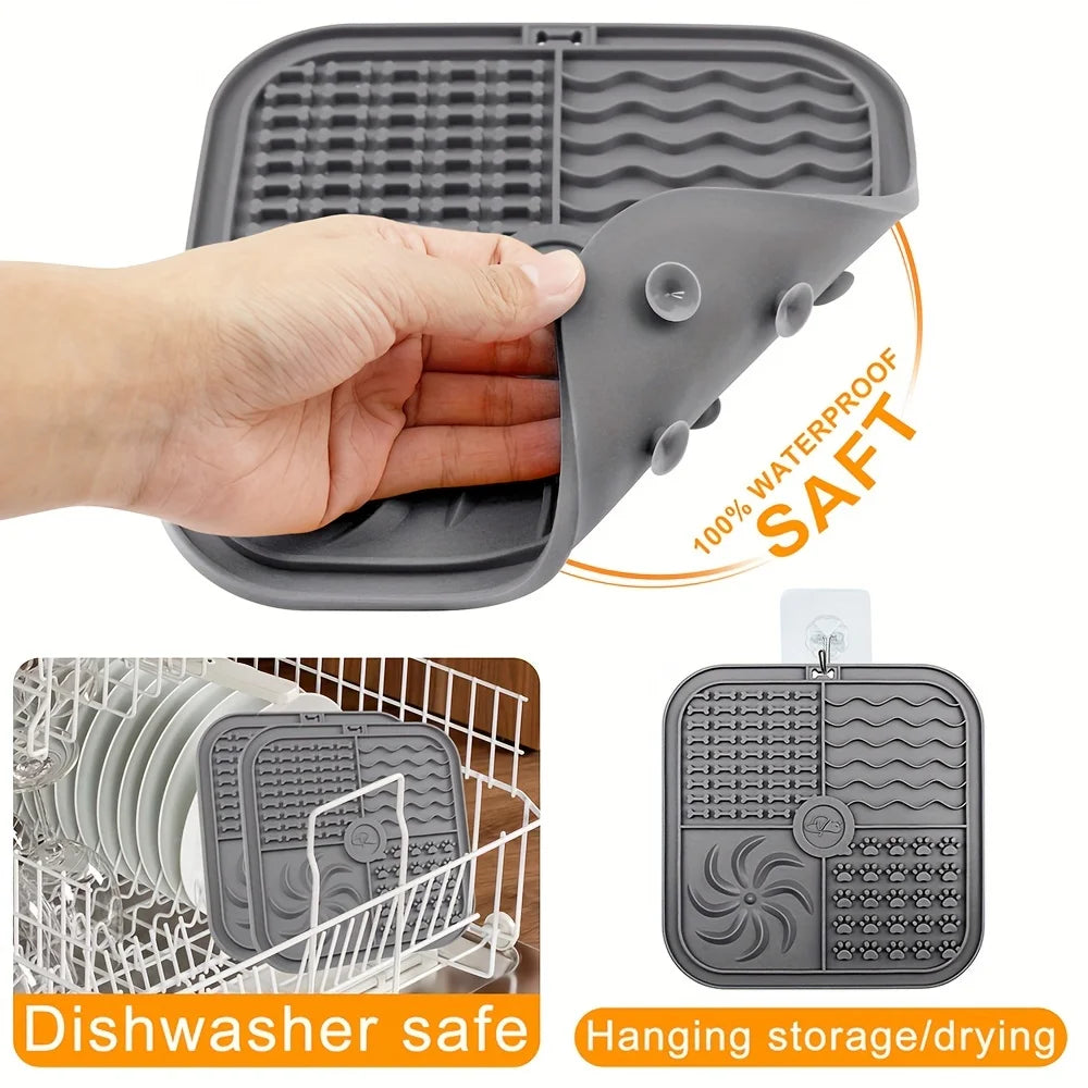 Silicone Slow Feeder Mat Pet Lick Pet Slow Food Plate Bathing Distraction Silicone Dog Sucker Food Training Dog Feeder Supplies