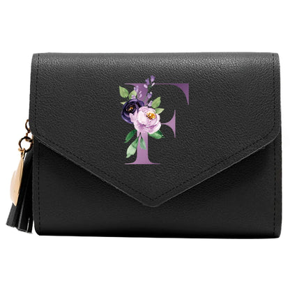 Wallet Women Rfid Blocking Small Compact Luxury Leather Pocket Wallet Ladies Mini Purse with ID Window Purple Letter Pattern