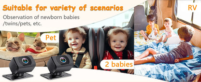 Car Baby Mirror Dual Channel Back Seat Baby Car Camera 1080P with Rear View Car Monitor 6.8'' IPS Screen Kids Pet Night Vision
