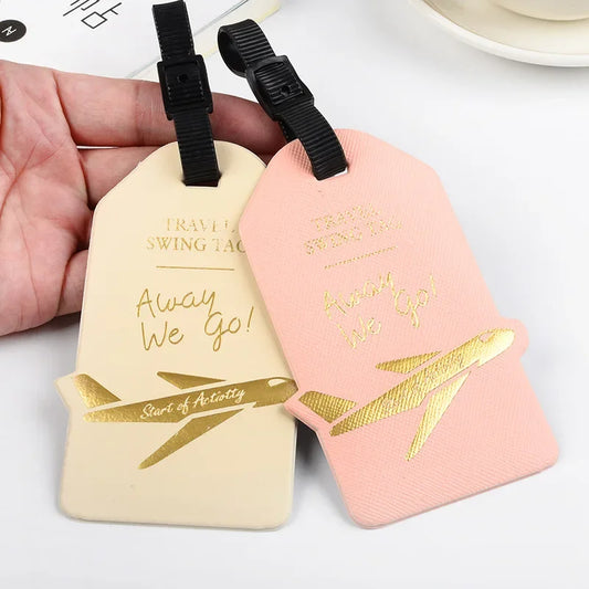 Travel Accessories Women Men Label Suitcase Tags ID Address Holder Creative Aircraft PU Leather Luggage Tag Baggage Boarding