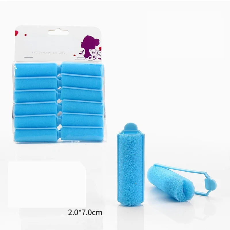 12PCS /Set Pink Soft Sponge Foam Cushion Hair Rollers Curlers Barber DIY Curls Hairdressing Tool DIY Home heatless wave formers