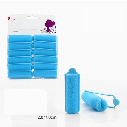 12PCS /Set Pink Soft Sponge Foam Cushion Hair Rollers Curlers Barber DIY Curls Hairdressing Tool DIY Home heatless wave formers