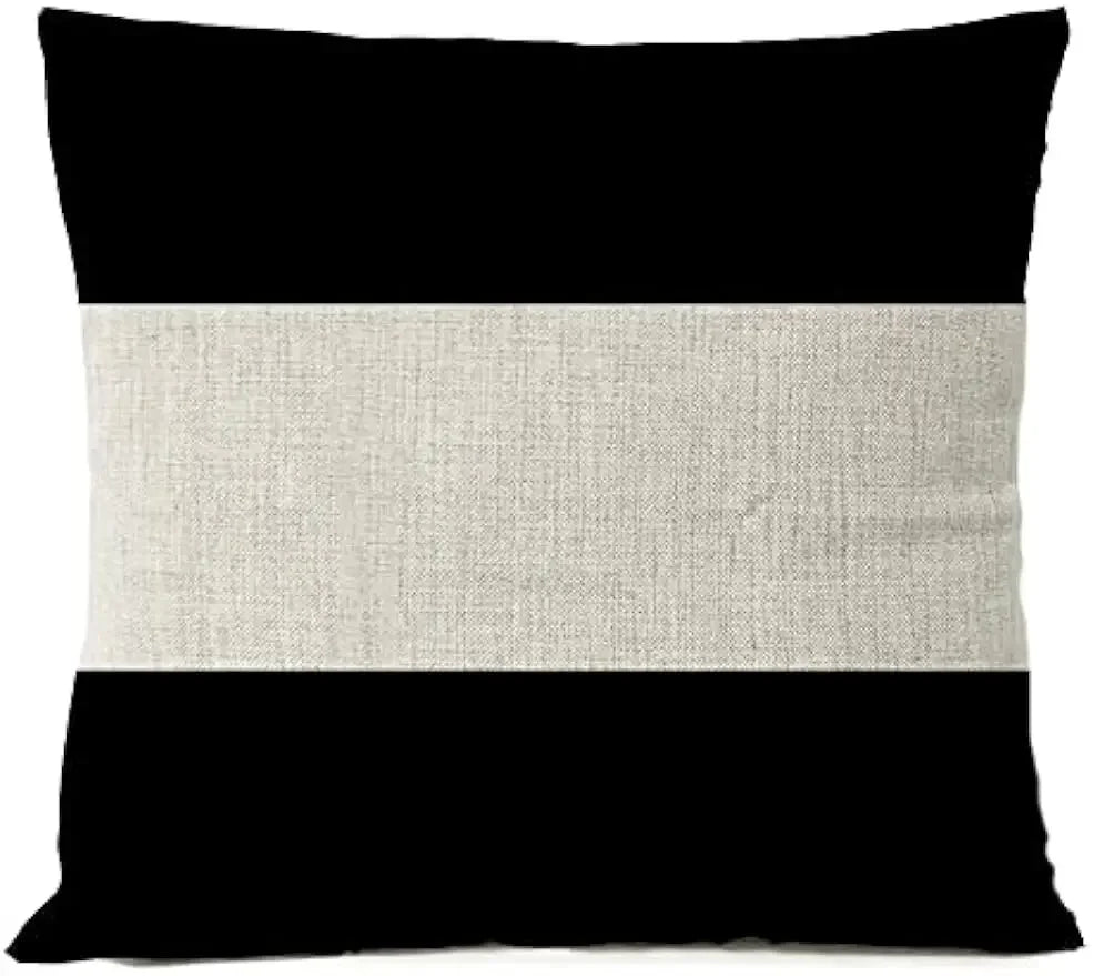 Black geometric pillowcase, linen cushion cover, office home décor sofa pillowcase, cushion cover 45x45