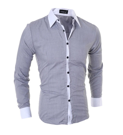 Men Long Sleeve Shirt 2025 Spring Striped Shirts Slim Fit Male Casual Social Patchwork Shirt Turn-down Collar Camisa Masculina