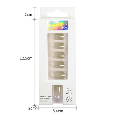 Short Full Press on Nails 24 Pcs False Nails Set Stick on Nails High Quality Reusable Fake Nails Solid Color Design Nail Art