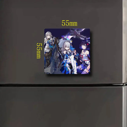 Honkai Impact 3rd Fridge Magnet Creative Square Refrigerator Magnets Picture For Kitchen Office Whiteboard Home Decoration