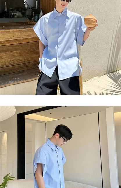LUZHEN Niche Design Stylish Short Sleeve Shirts Original Fashion Elegant Handsome Korean Clothing Men Casual Blouses Tops LZ4028