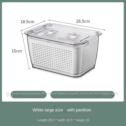 Fridge Storage Box Refrigerator Fresh Vegetable Fruit Boxes Drain Basket Storage Containers With Lid Kitchen Tools Organizer
