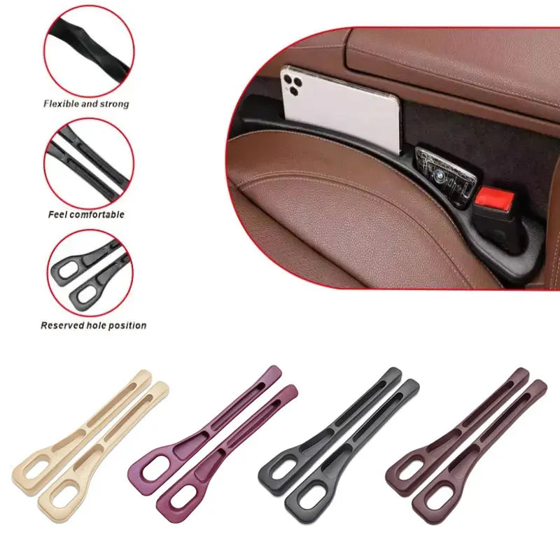 2pcs Car Seat Gap Filler Organizer Waterproof Car Seat Gap Plug Strip with 2 Grooves Seat Gap Storage Auto Interior Accessories