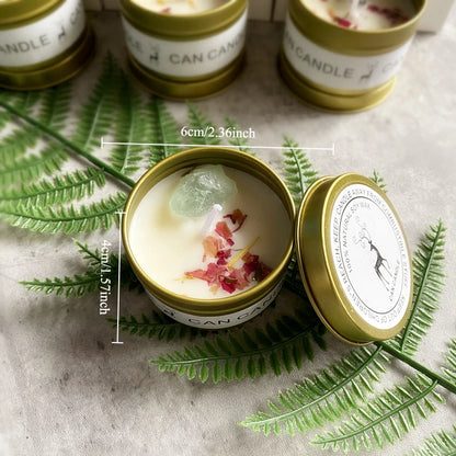 Scented Candle Crystal Stone Dry Flower Silver Tin Candle Hotel Wedding Ceremony Candle