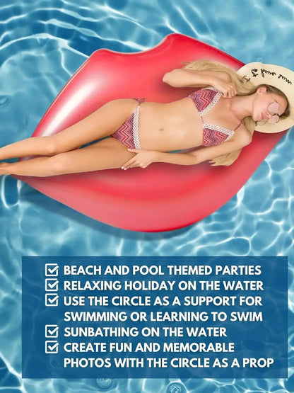 Red lip swimming ring Inflatable pool flash swimming ring swimming tool pool lifebuoy swimming pool float adult pool