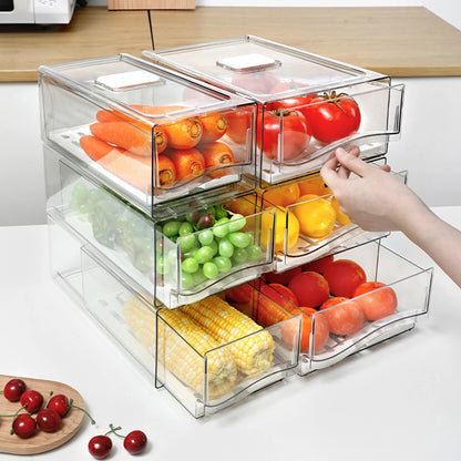 Fridge Organizer, Stackable Refrigerator Organizer Bins Reusable Food Storage Containers Fridge Drawer Organizer in Home Kitchen