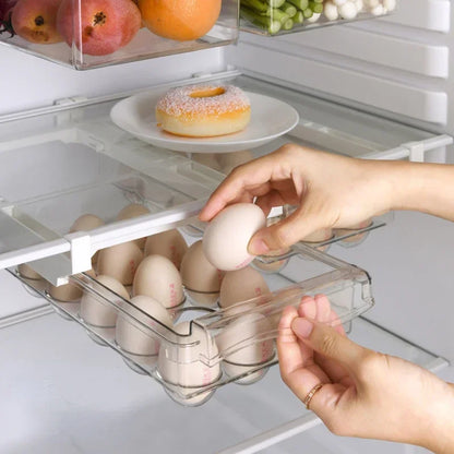 Fridge Drawer Box Eggs Fruit Vegetable Food Storage Slide Tray Case Refrigerator Divided Holder Hanging Shelf Kitchen Organizers