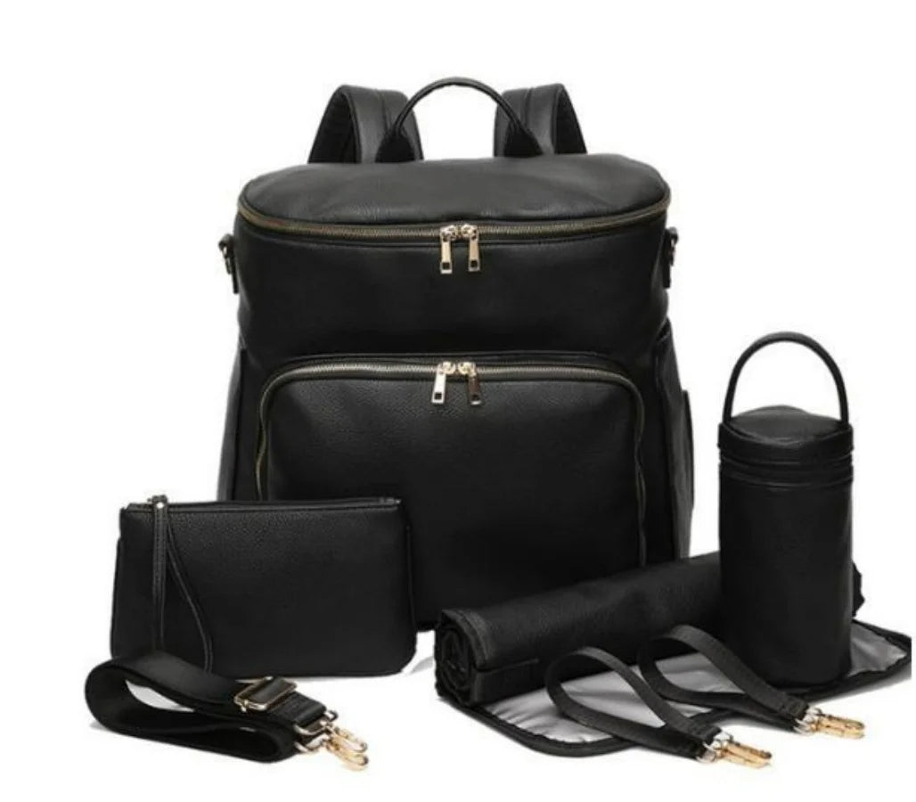 PU Leather Diaper Bag Backpack Large Capacity Travel Carry Bag Maternity Bag Stroller Organizer Nappy Changing Bags Diaper pad