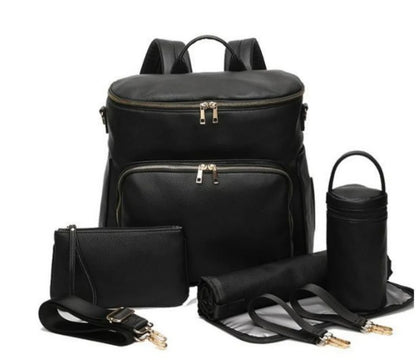 PU Leather Diaper Bag Backpack Large Capacity Travel Carry Bag Maternity Bag Stroller Organizer Nappy Changing Bags Diaper pad