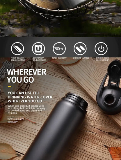 Portable Water Bottle Outdoor Sports Travel Cup Metal Drinking Bottle for Cycling Hiking Gym Leakproof Reusable Water Container