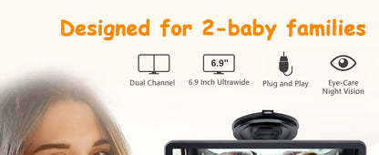 Car Baby Mirror Dual Channel Back Seat Baby Car Camera 1080P with Rear View Car Monitor 6.8'' IPS Screen Kids Pet Night Vision