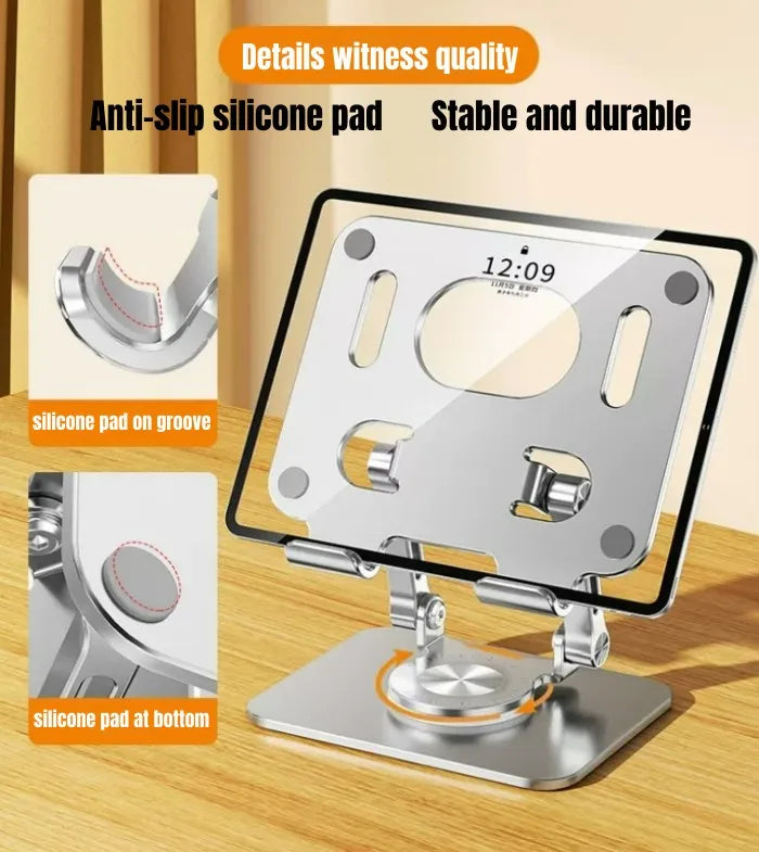 Tablet Stand Adjustable with 360 Swivel Base Aluminum Tablet Stand Holder Universal Tablet Holder for iPad Samsung Huawei Lenovo