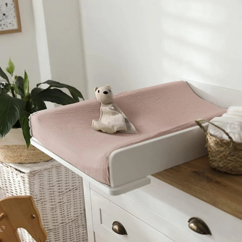 Muslin Changing Pad Cover for Girls Boys Ultra Soft Breathable Cotton Newborn Infant Diaper Changing Table Sheet Set of 2