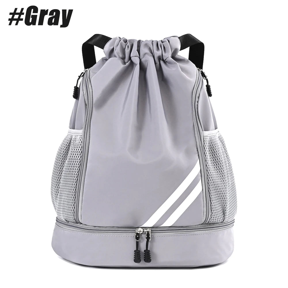 1PCS Sports Drawstring Backpack,Waterproof Drawstring Sports Bag Soccer Bag Swim Gym Bag for Men Women with Ball Shoes Compartme