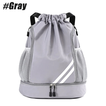 1PCS Sports Drawstring Backpack,Waterproof Drawstring Sports Bag Soccer Bag Swim Gym Bag for Men Women with Ball Shoes Compartme