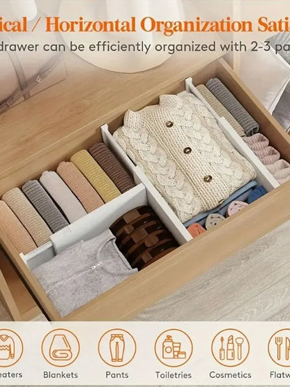 1/4/5 Drawer Dividers Plastic 5 High, Adjustable Drawer Organizers Clothes, Expandable Dresser Separators in Bedr