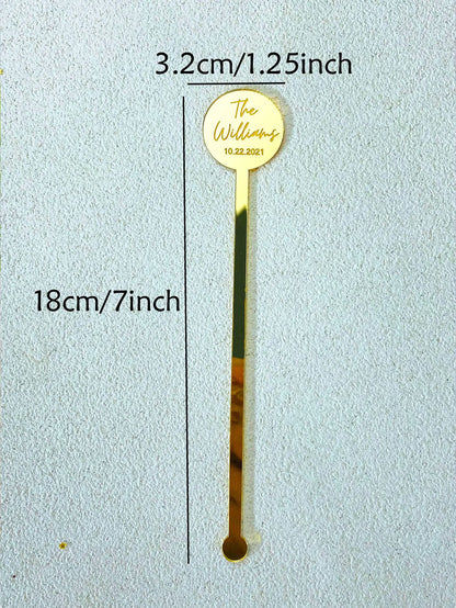 Personalized Drink Stirrers Wedding Drink Custom Name Stir Swizzle Sticks Cocktail Last Name Party Stir Stirrers Drection