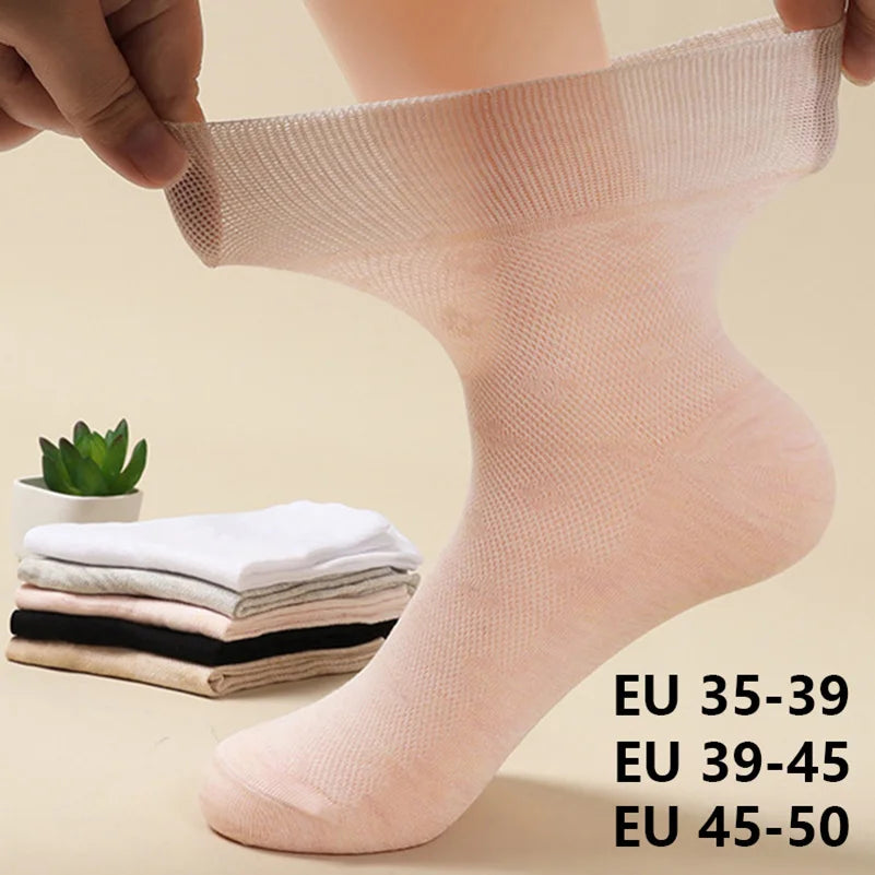 5Pairs Comfortable and Supportive Diabetic Socks for Men and Women Moisture wicking Cotton Fabric Non-binding Top Business Socks