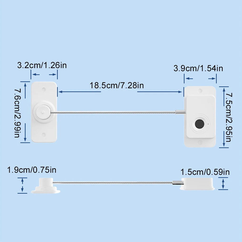Rechargeable Fingerprint Lock Child Safety Lock Cabinet Fridge Drawer Door Lock Stainless Steel Cable Protection Home Security