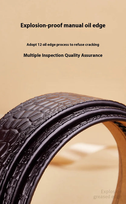 Leather material waistband. Single belt, crocodile pattern belt, casual waist belt, 3.5cm belt