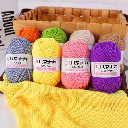 Multi-purpose 25g/ball Milk Cotton Yarn for DIY, Handmade Crafts, Amigurumi, Hats, and Bags