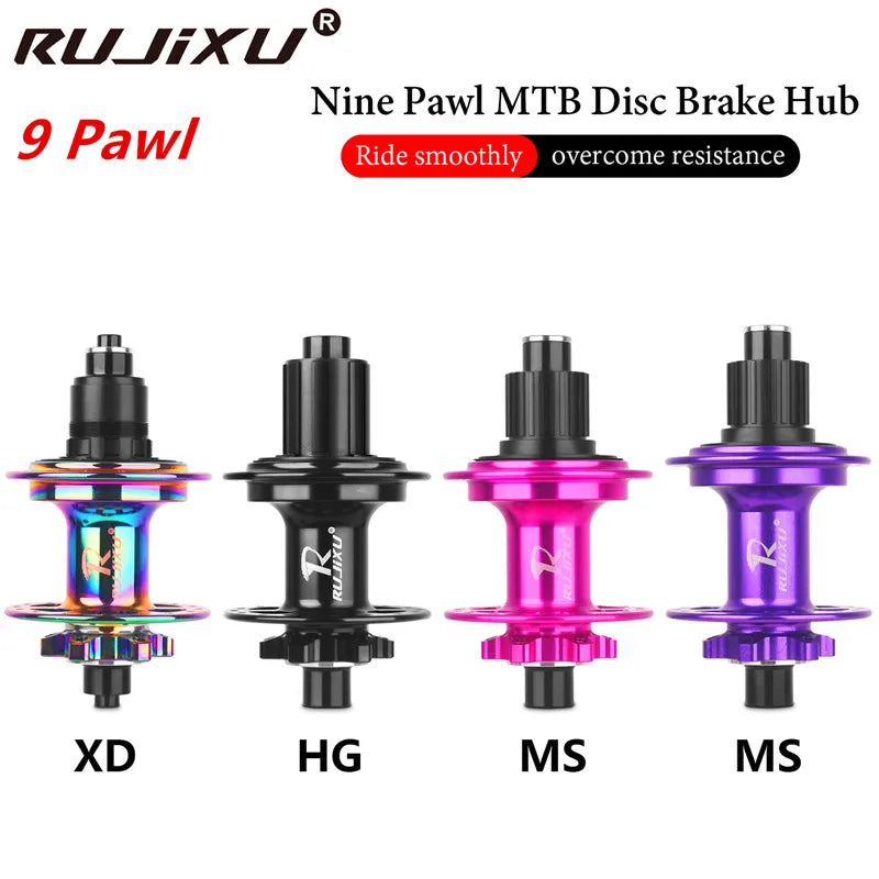 9 Pawls,RUJIXU, BOOST-Bicycle Bearing Hubs HG, MS, XD, 450T Noise, 5 Bearing Hubs, 110x15, 148x12mm, 32 Holes