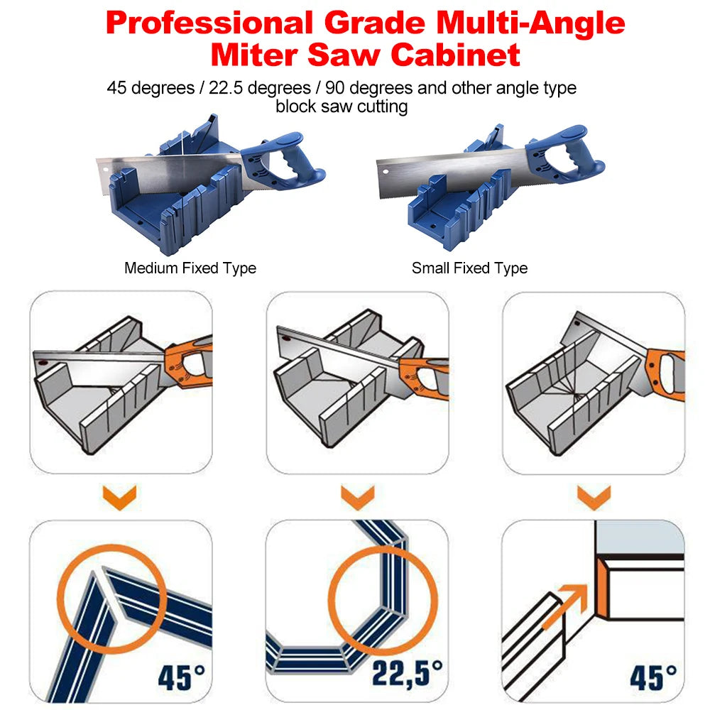 Multifunctional Woodworking Miter Saw Box Miter Saw Holder Saw Storage 45/22.5/90° Plastic Saw Box Medium Miter Saw Cabinet