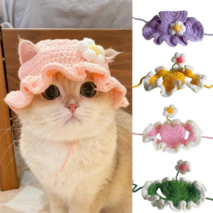 Handmade Pet Hat Pet Party Cosplay Headwear Puppy Kitten Knitted Hat Pet Headgear Decoration Pet Product Funny Pet Accessories