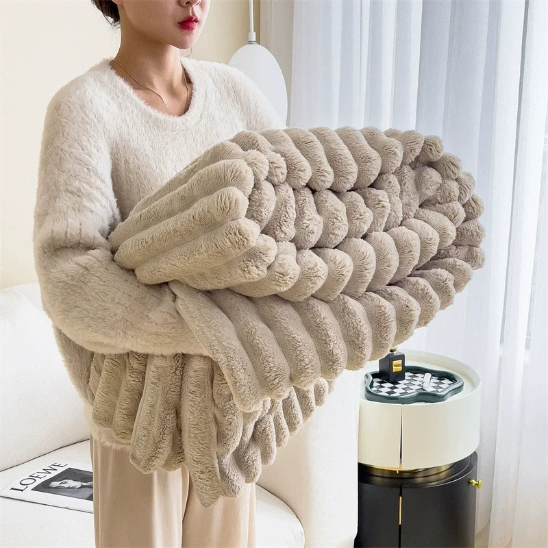 Double Sided Soft Shawl Blanket - Thick Warm Cover Blanket, Air Conditioning Blanket, Office Nap Blanket