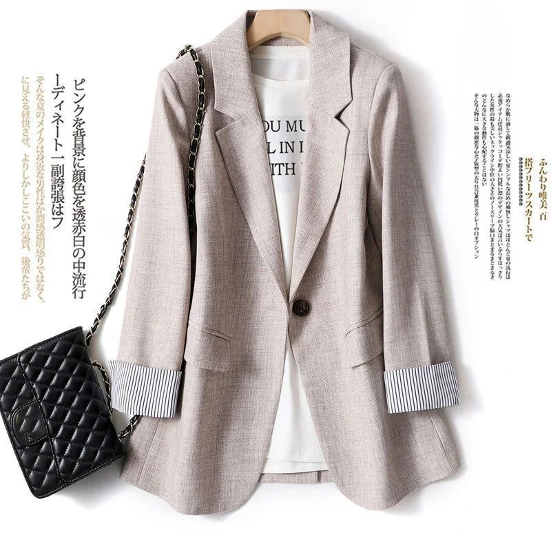 Office Lady Casual Blazers For Women 2024 Autumn Fashion Single Button Long Sleeve Outerwears New In Coats & Jackets Elegant