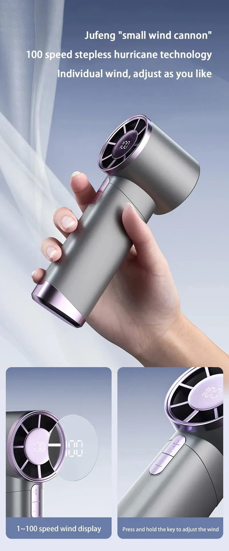 Mini Handheld Fan With Power Display Portable Air Calculating Fan Personal Highspeed Fan Rechargeable Mute Handheld Fan