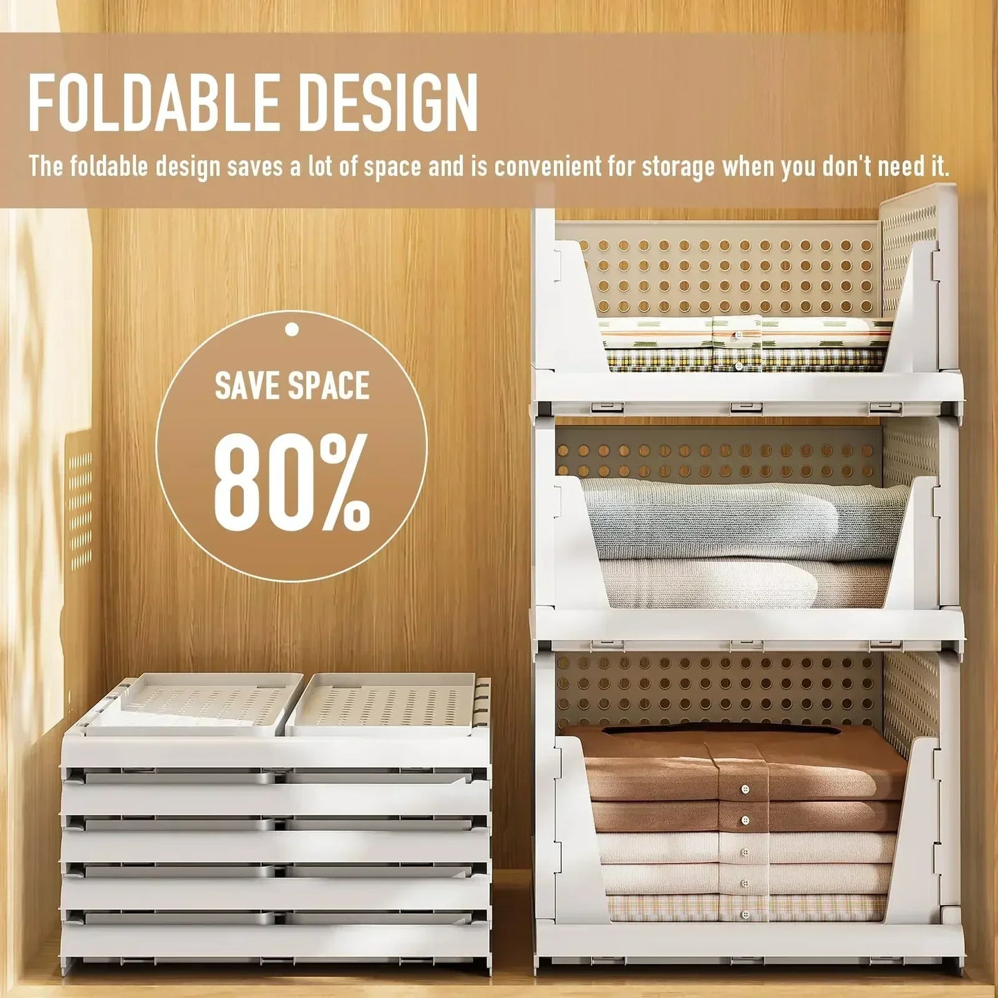 Stackable Clothes Storage Drawer Folding Plastic Organizer High-capacity Layered Partition Clothes Basket Household Storage Box