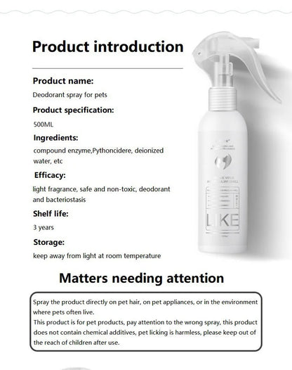 Natural Scented Pet Spray, Fresh Dog, Cat Body Perfume, Scent Deodorant, Remove Odor, Deodorant, Safety, 500ml